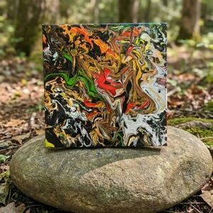 Vibrant Abstract Glow In Dark Canvas Art with Multicolor Swirl